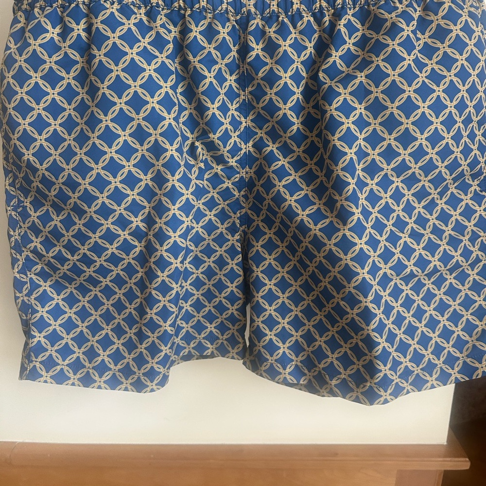 Blue and Cream Patterned swim Shorts